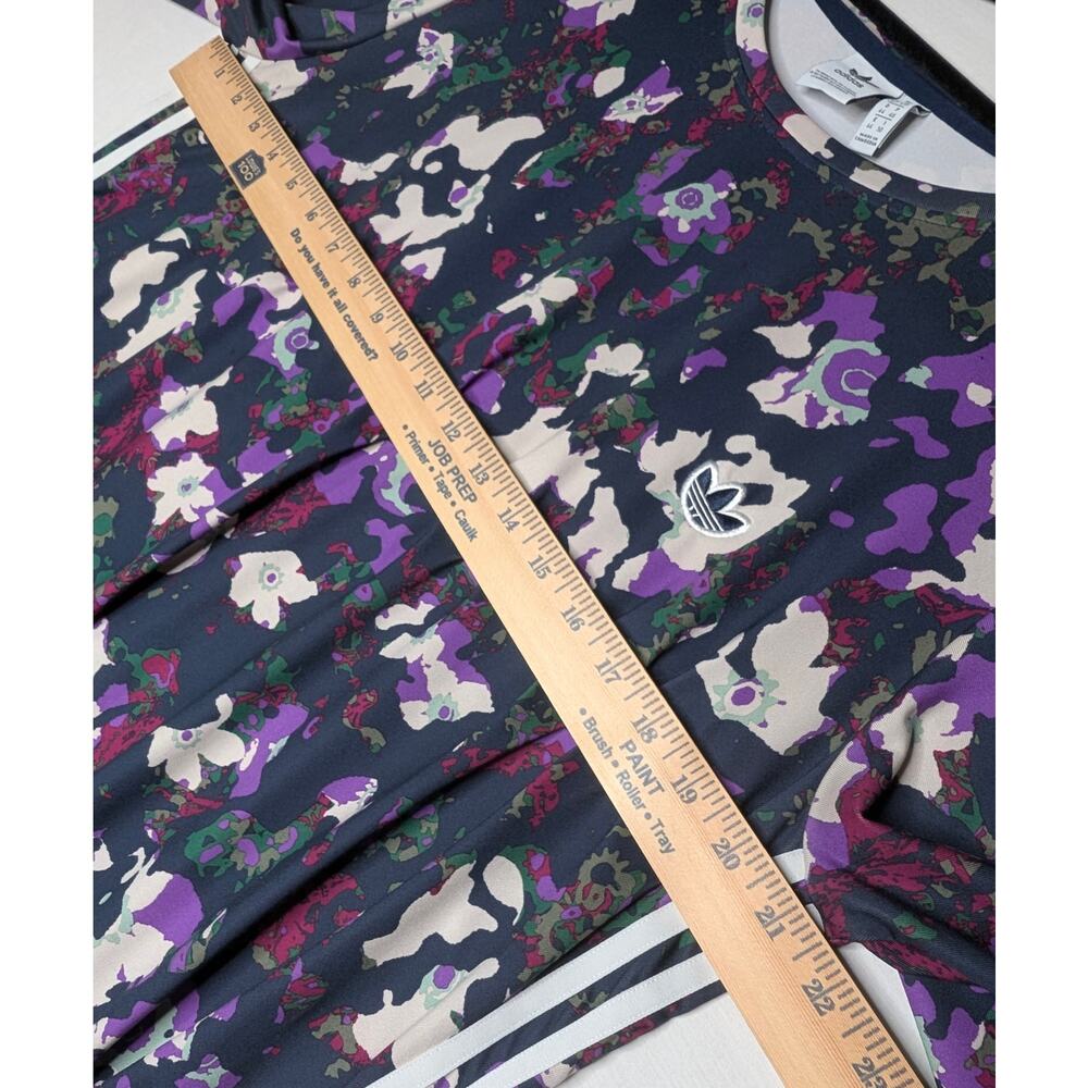 Adidas Originals Abstract Floral Camo T-Shirt Dress 3-Stripes Trefoil Women's L - Picture 7 of 11